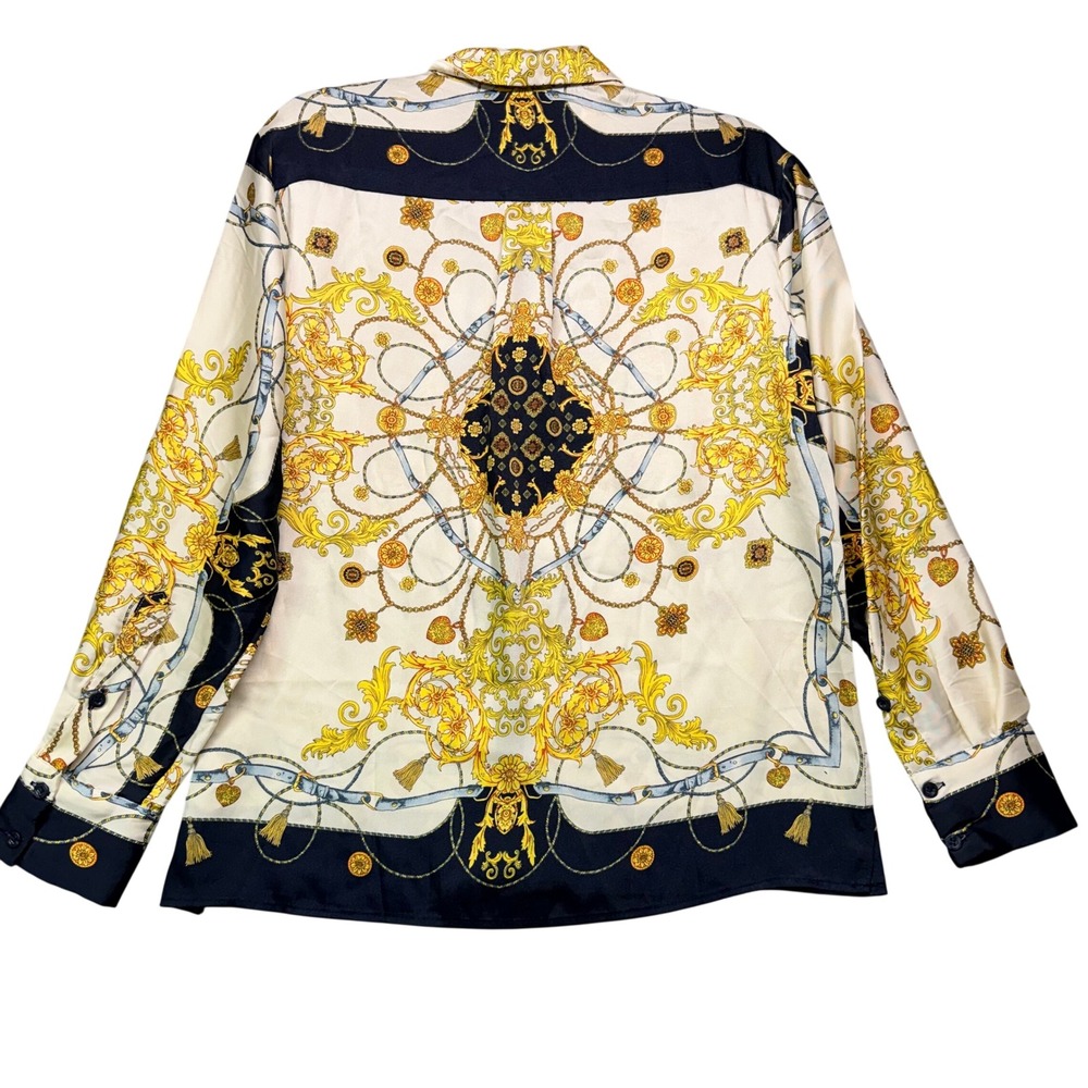 Baroque Chain‎ Print Button Down Scarf Print Old Money Quiet Luxury Mob wife - Picture 2 of 8